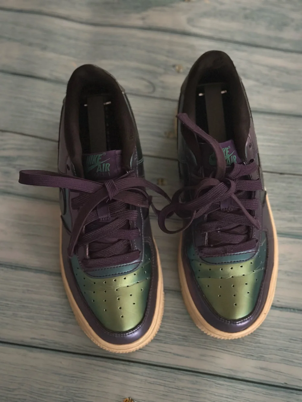Nike AF1 Low Iridescent Metallic Neptune Green Purple Chameleon Lv8 | Size 4Y
